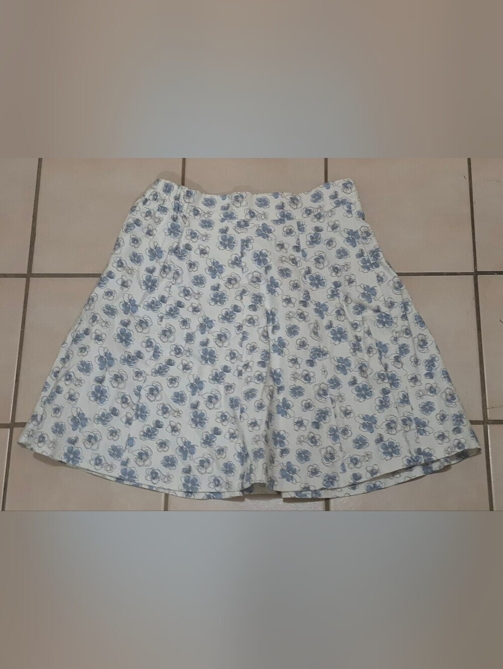 Noul by OAK + FORT Blue Floral 100% Cotton A-Line Mini Skirt | Lined |